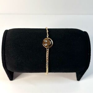 18k yellow gold-plated smiley face bracelet